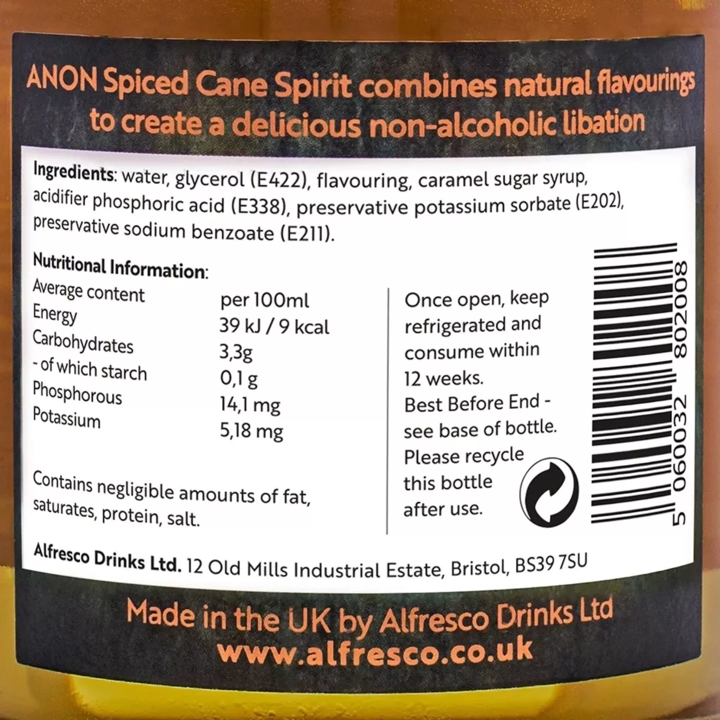 Captain Morgan: Anon Spiced Cane Rum Alternative 70cl